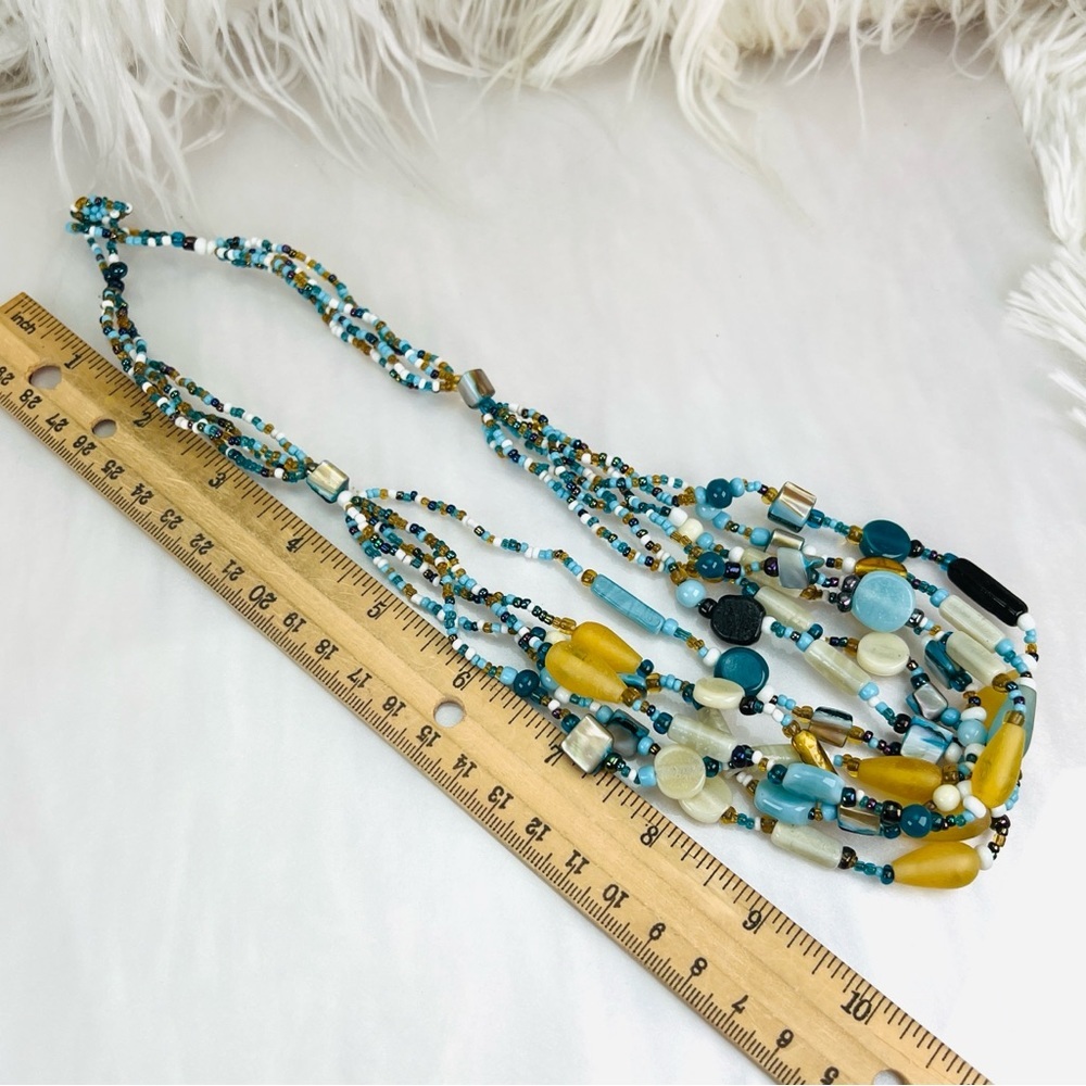 Beautiful, multi strand, multicolored, beaded boho island, chic costume necklace - Picture 4 of 7